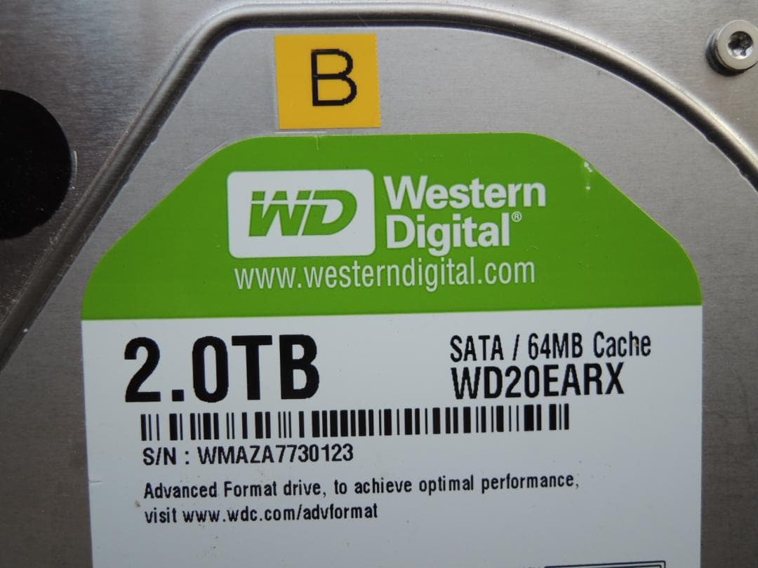 WDC WD20EARX-00PASB0 2TB 2台セット