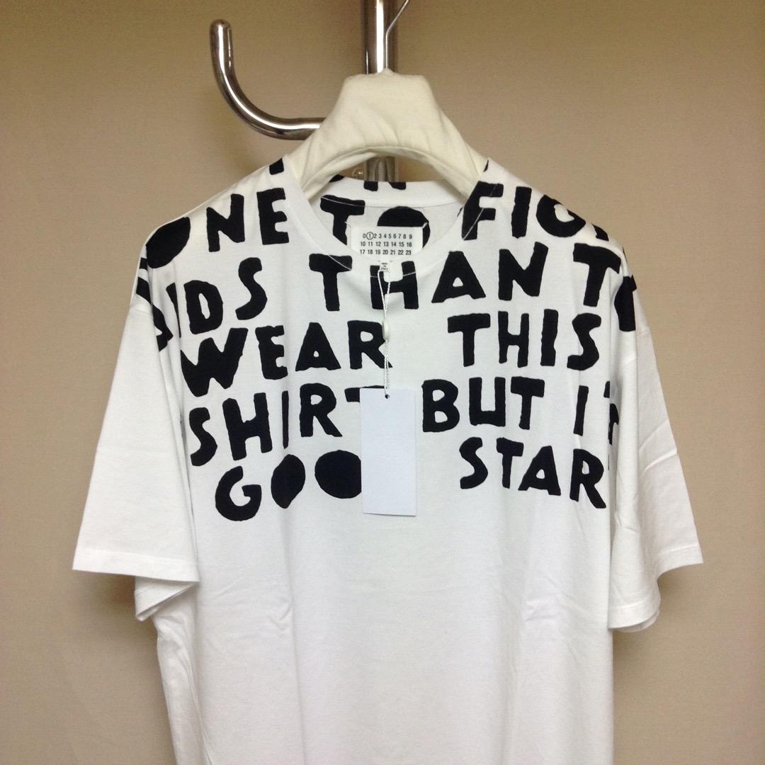新品 L マルジェラ 21ss エイズ Tシャツ カットソー 白 黒 5348