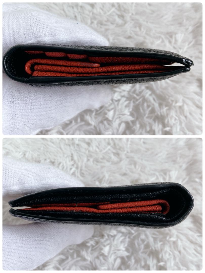 美品✨ミュウミュウ　折り財布　マドラス　レザー　バイカラー　黒　赤　ゴールド金具