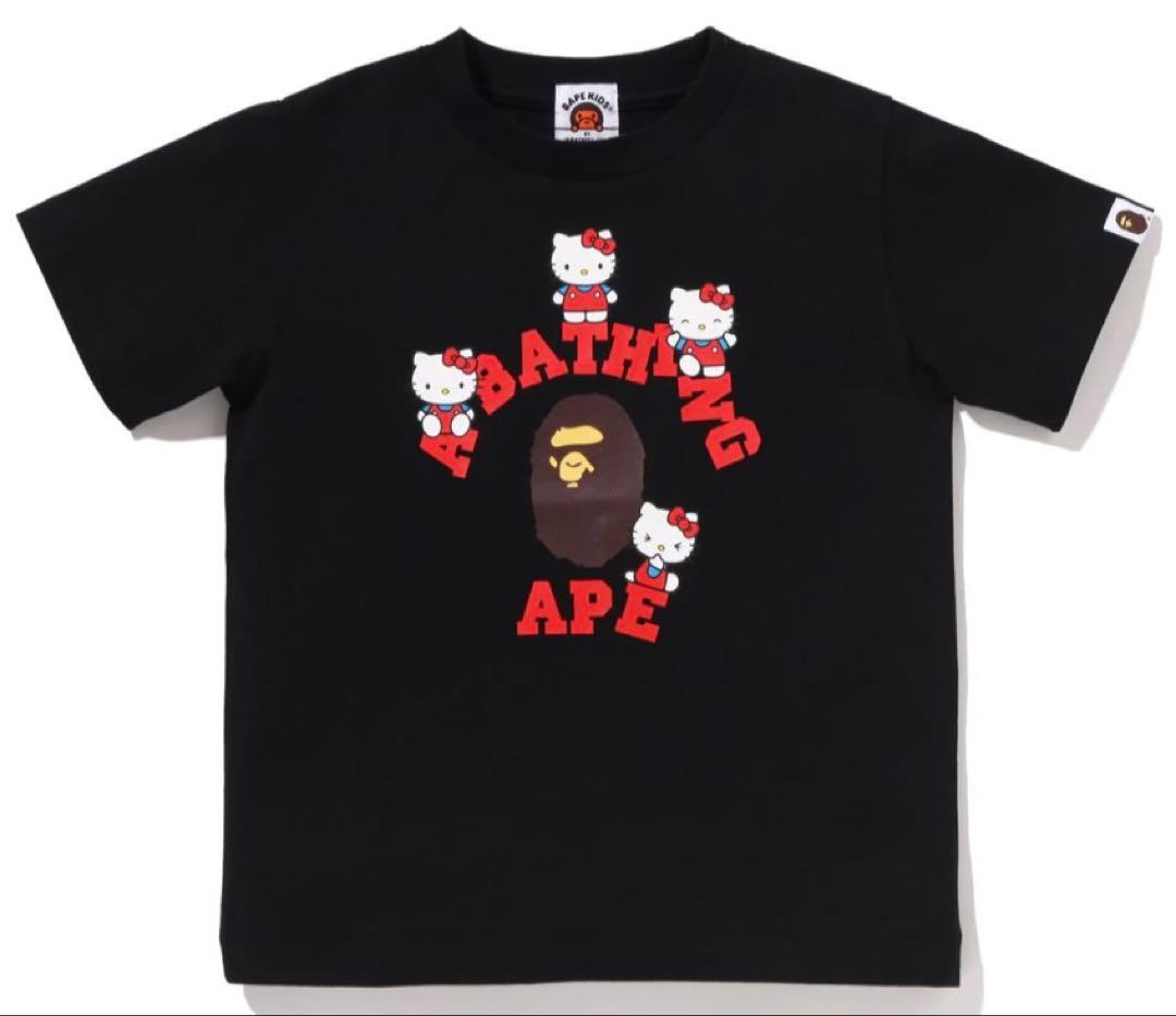 トップス A BATHING APE kitty Kids CollegeMiniTee