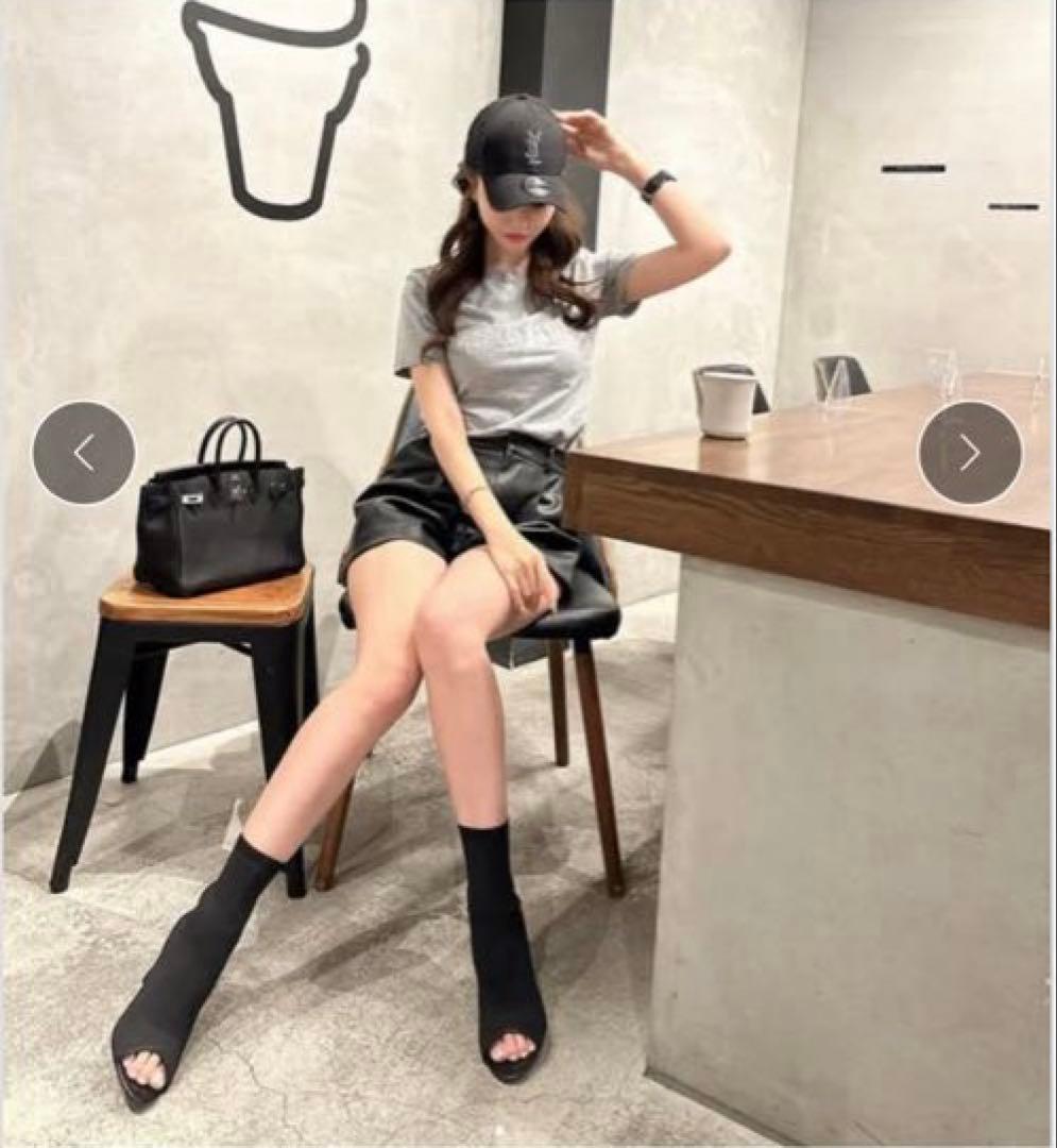 鈴木亜美さんプロデュース オープントゥニットブーツ