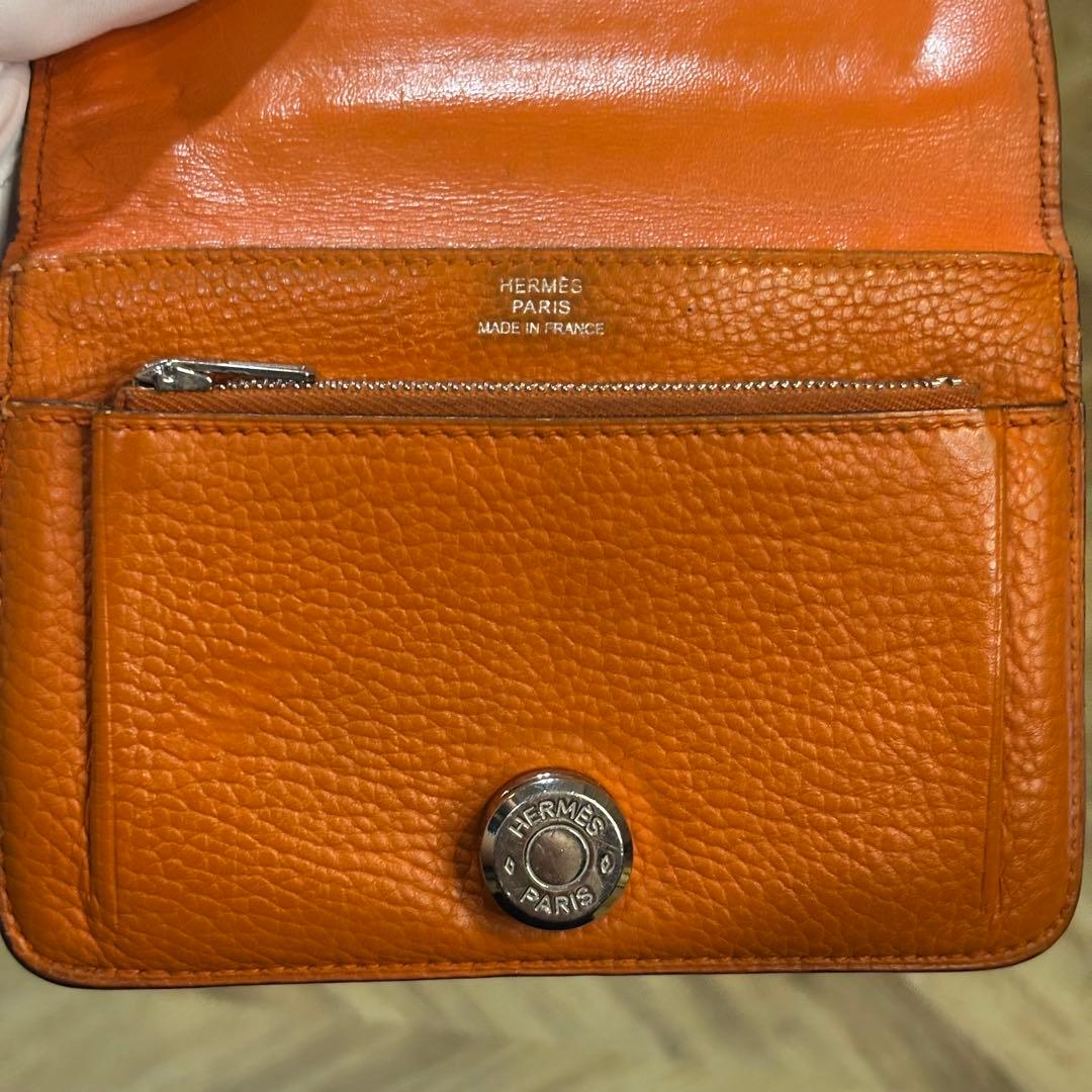 【並品】HERMES エルメス ドゴン コンパクトレザー 二つ折り財布 □J刻印