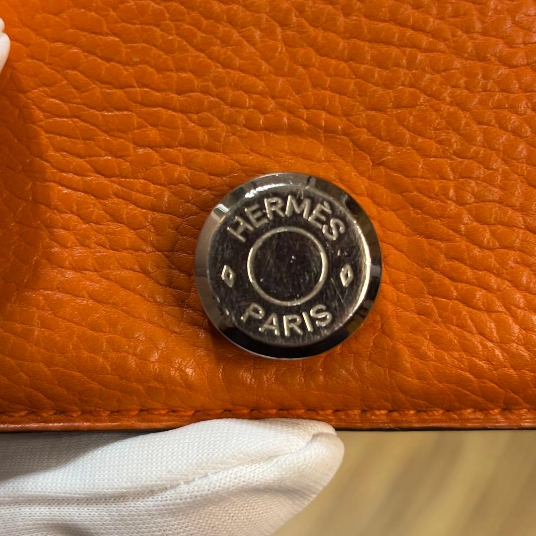 【並品】HERMES エルメス ドゴン コンパクトレザー 二つ折り財布 □J刻印