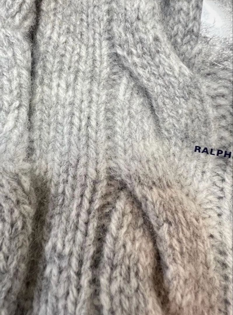 セールPOLO ポロラルフローレンウールカシミヤ ケーブル カーディガン　グレー