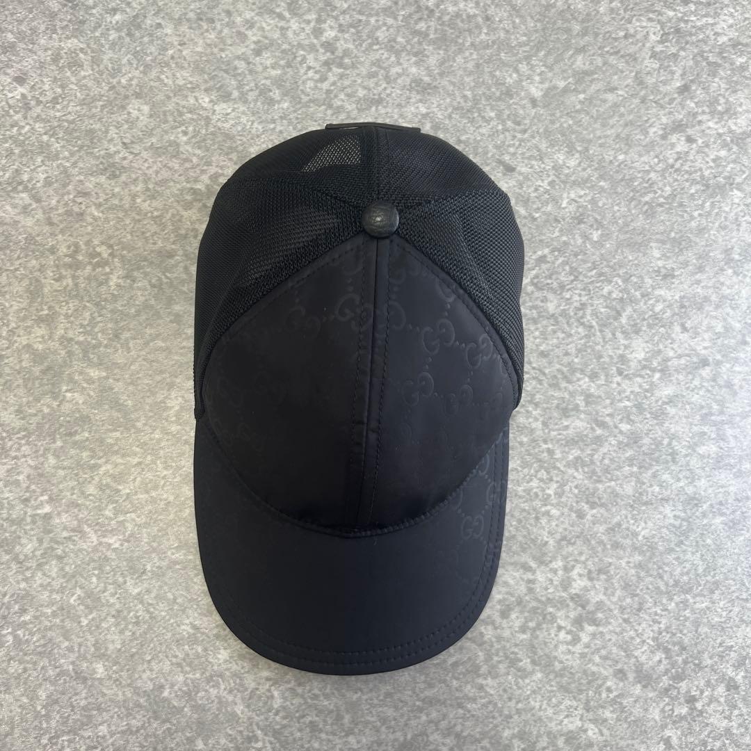 GUCCIブラックGGパターン メッシュキャップ　Ｌサイズ