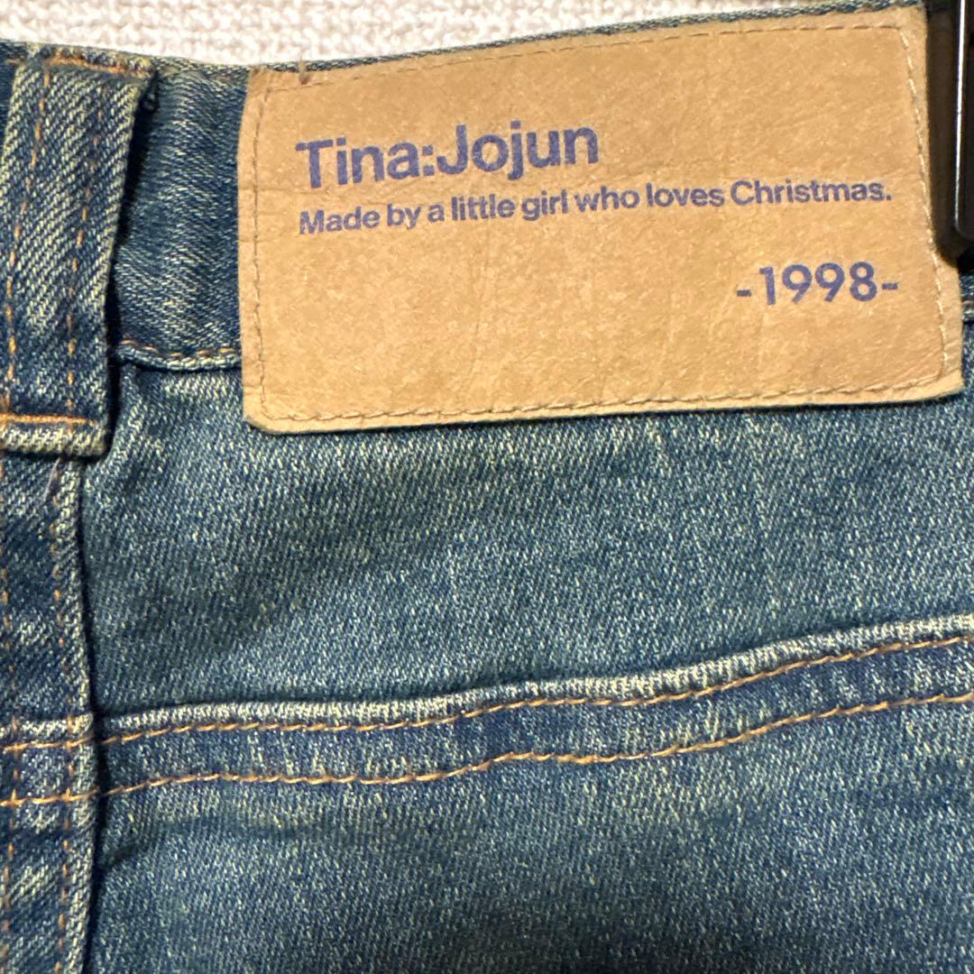TINA：JOJUN 刺繍入りフレアジーンズ ライトブルー　M ビンテージ