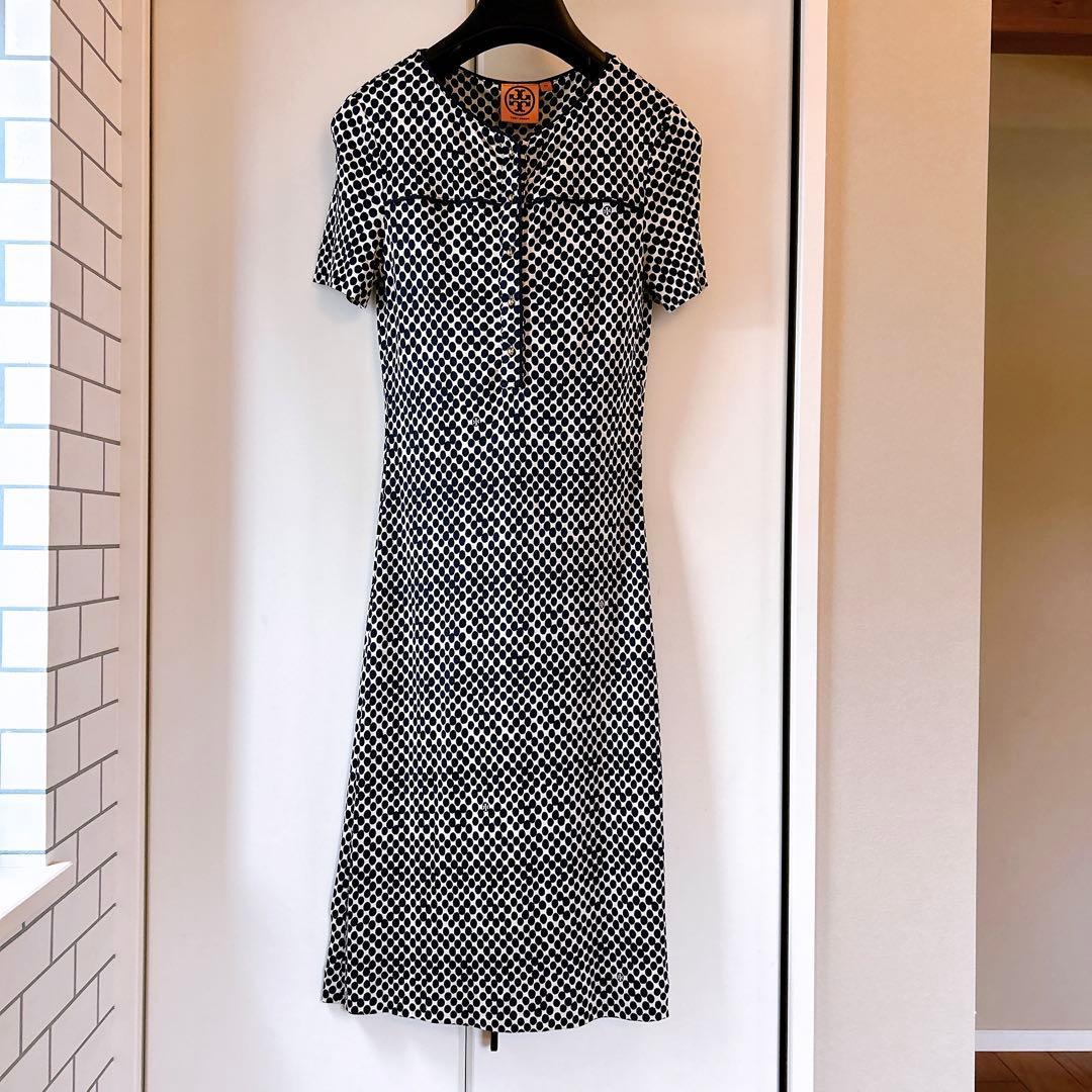 美品トリーバーチ　ワンピース　ドット柄　ネイビー　TORY BURCH 海外XS