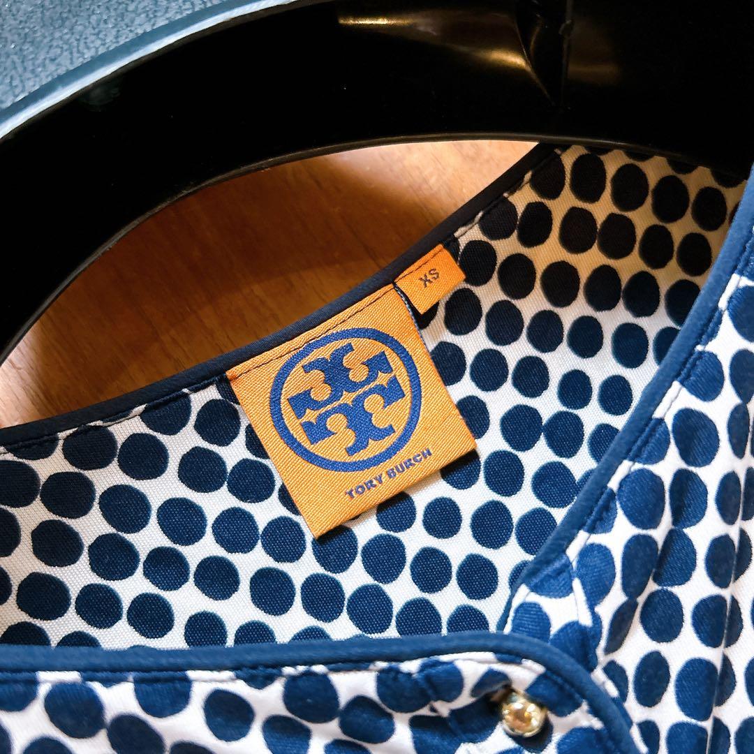 美品トリーバーチ　ワンピース　ドット柄　ネイビー　TORY BURCH 海外XS