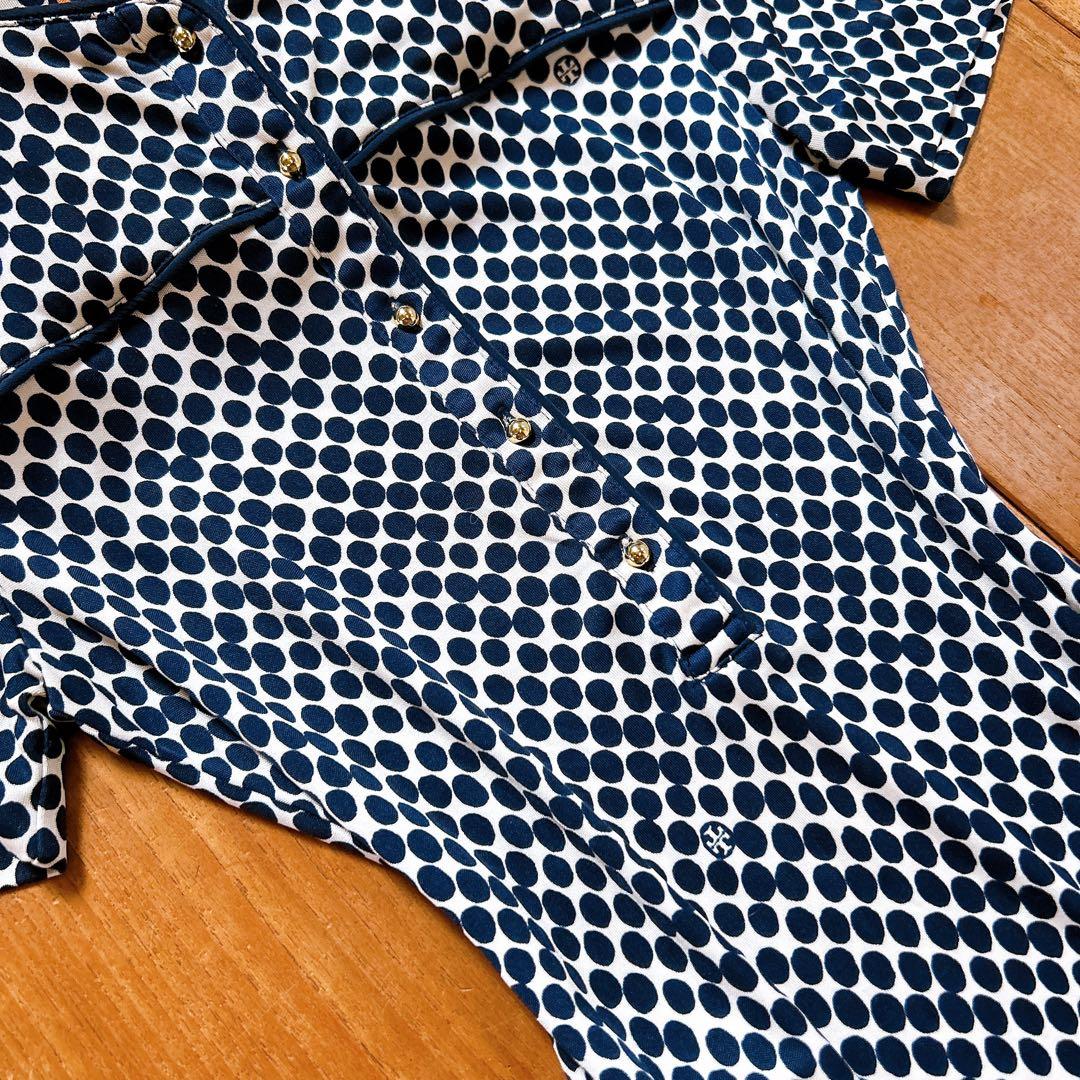 美品トリーバーチ　ワンピース　ドット柄　ネイビー　TORY BURCH 海外XS