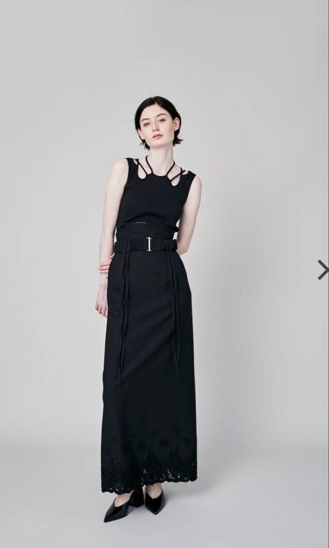 スカート MURRAL Morpho embroidery skirt (Black)