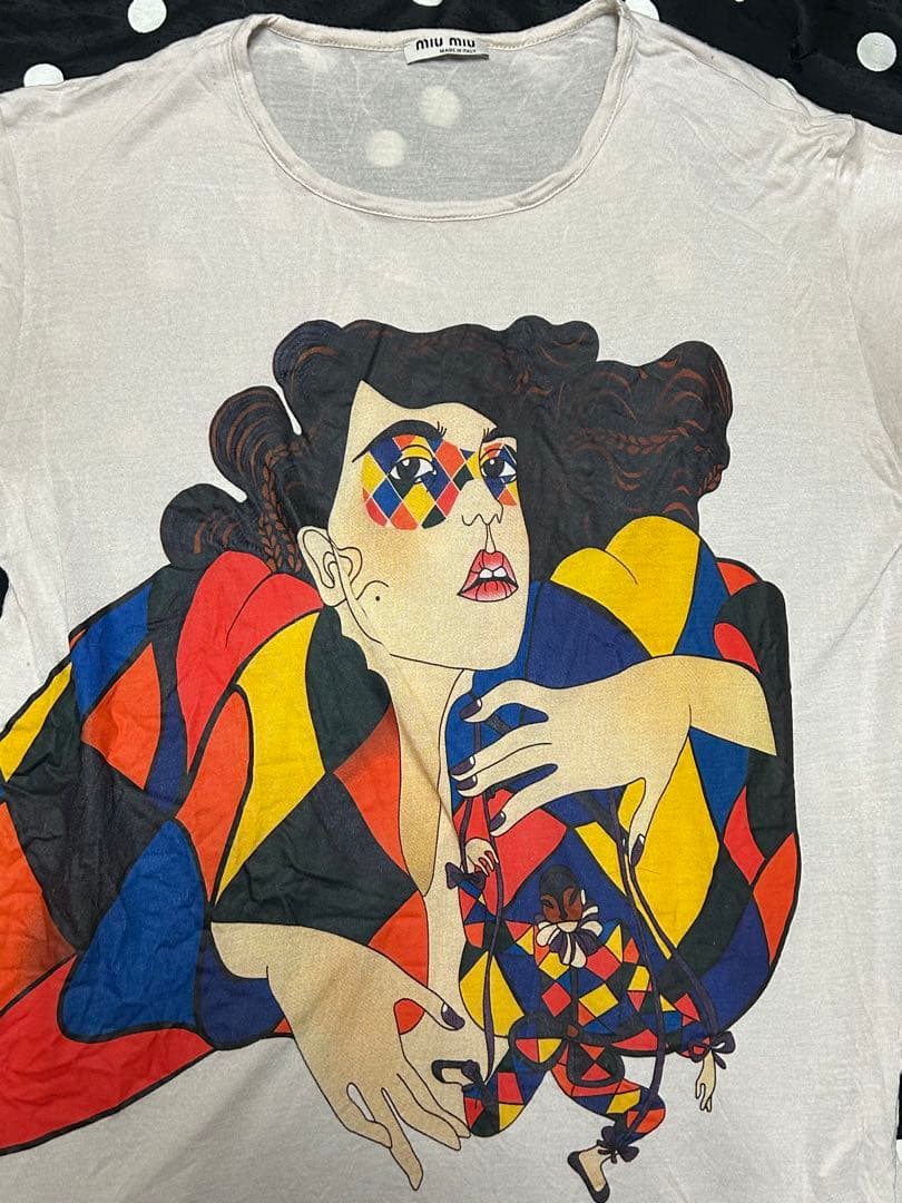 PRADA miumiuプラダ　ミュウミュウ　Tシャツ　デザインカットソー M