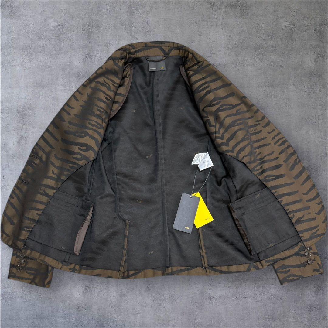 C284/新品 タグ付 FENDI フェンディ ジャケット タイガー柄 ブラウン