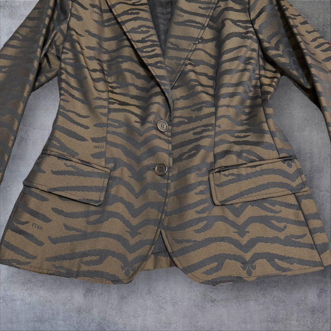 C284/新品 タグ付 FENDI フェンディ ジャケット タイガー柄 ブラウン