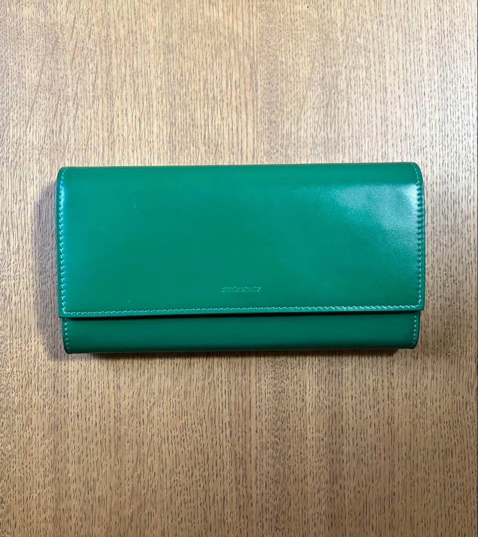 JIL SANDER グリーン 二つ折り財布 専用袋付き