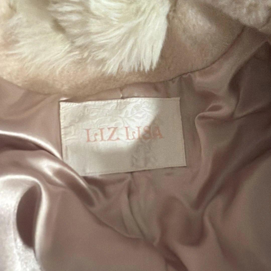 LIZLISA ビジューリボンミニ丈Aラインコート ピンク