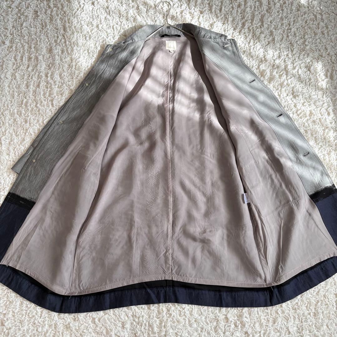 美品✨ケイハヤマプリュス　麻混グラデーションカラーロングコート 日本製L