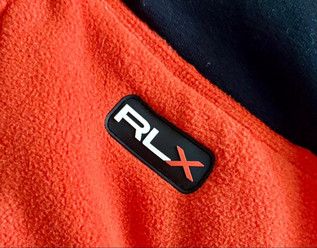 RLX Ralph Lauren メンズ フリースベスト M オレンジ×ブラック