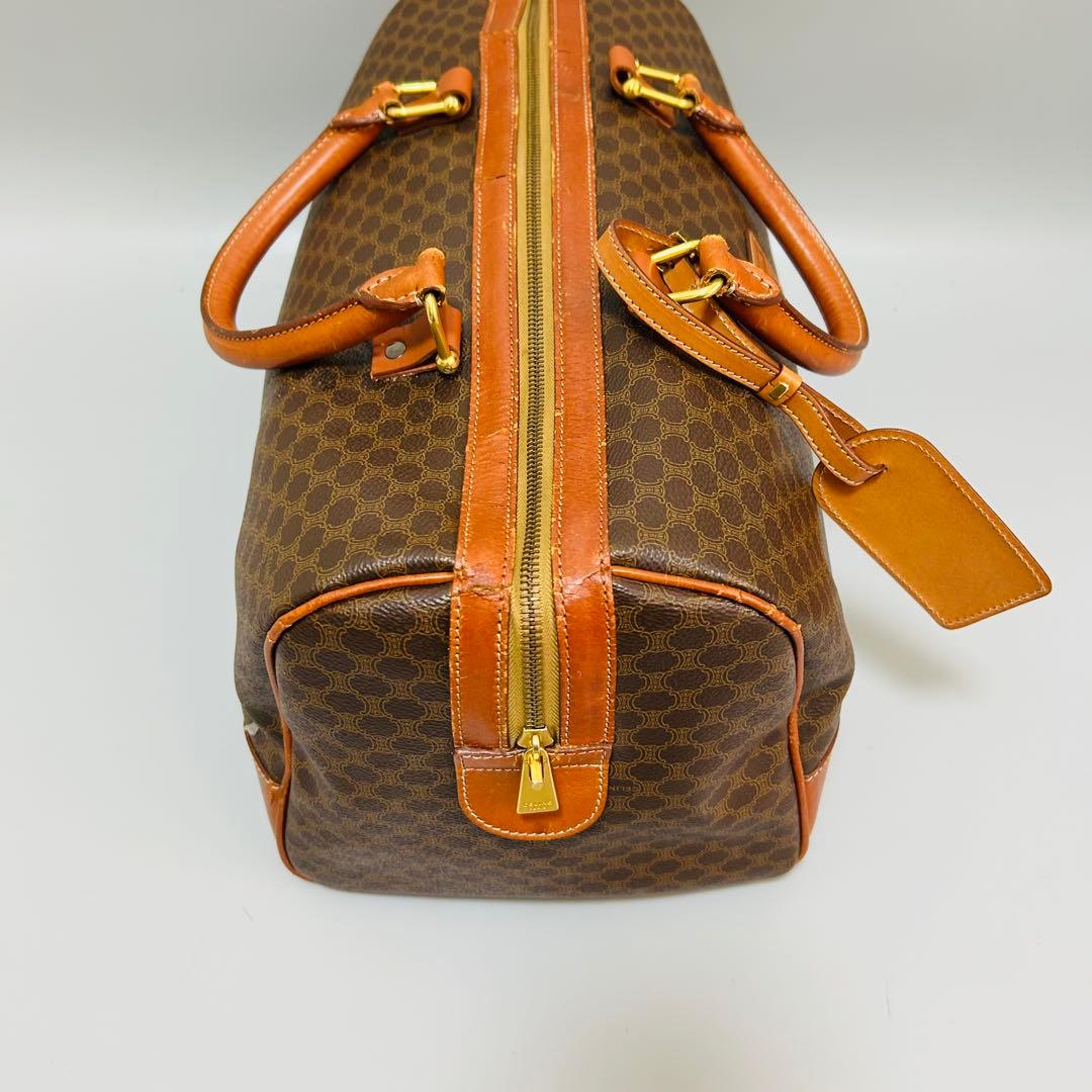 CELINE セリーヌ マカダム柄 PVC ボストンバッグ トラベルバッグ 茶色