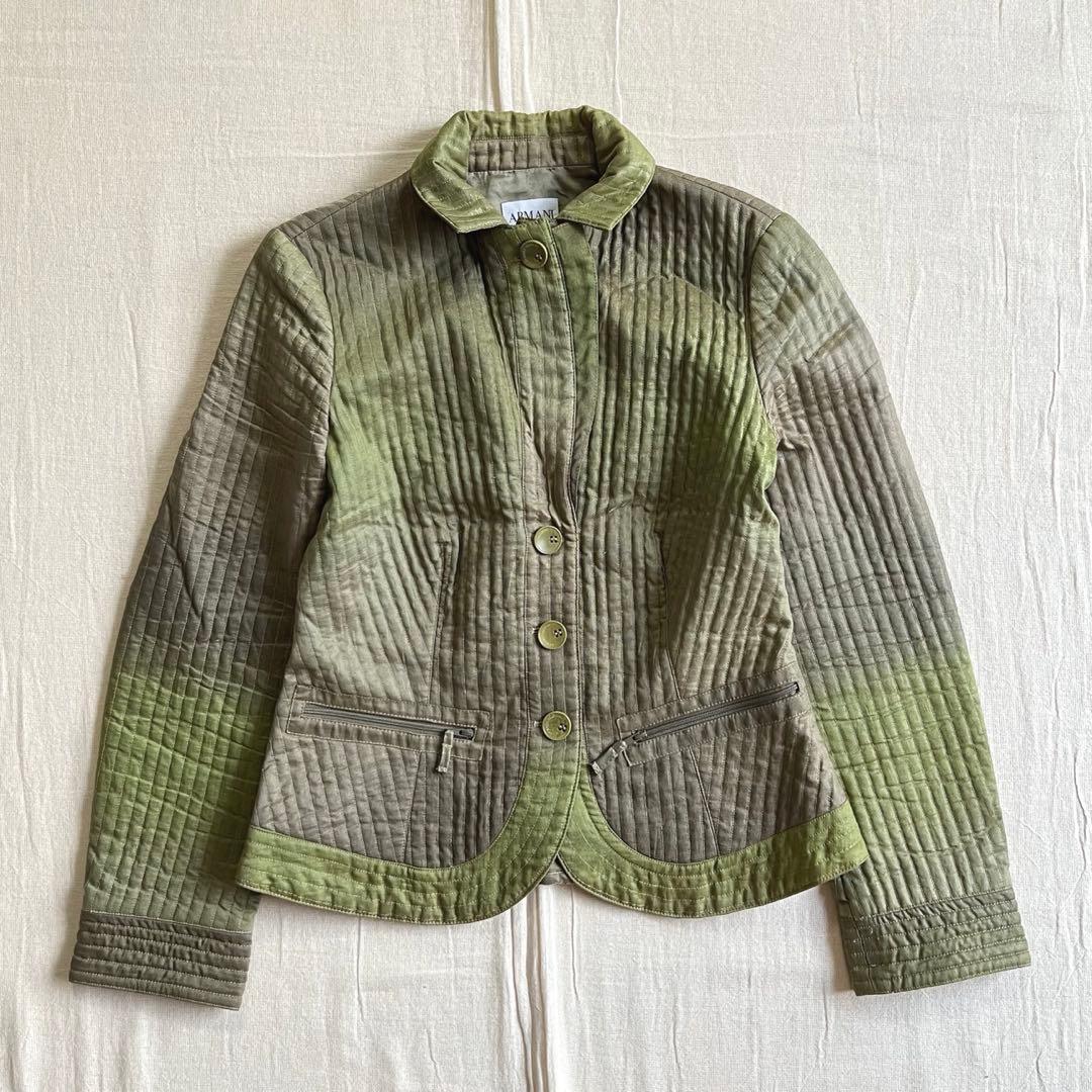希少　ARMANI　キルティング　シングルジャケット　グラデーション　緑　Y2K