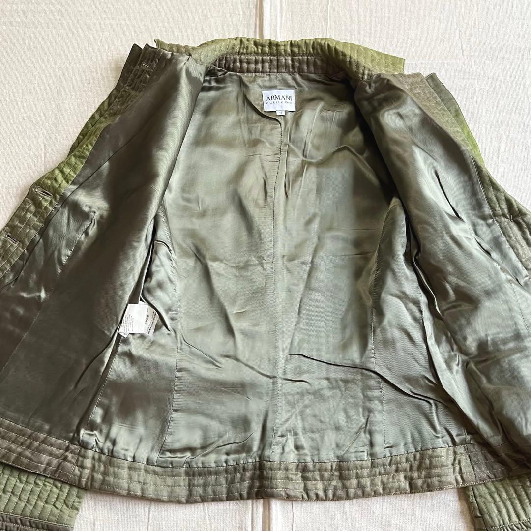 希少　ARMANI　キルティング　シングルジャケット　グラデーション　緑　Y2K