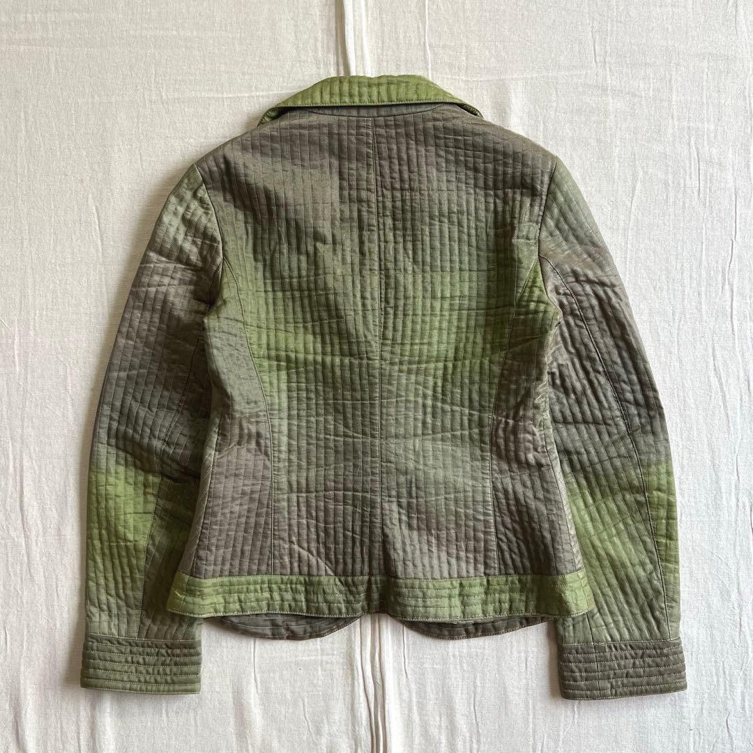 希少　ARMANI　キルティング　シングルジャケット　グラデーション　緑　Y2K