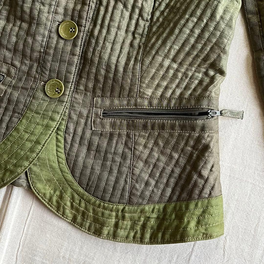 希少　ARMANI　キルティング　シングルジャケット　グラデーション　緑　Y2K