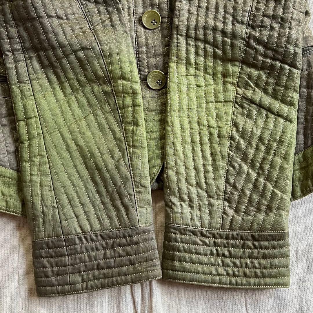 希少　ARMANI　キルティング　シングルジャケット　グラデーション　緑　Y2K