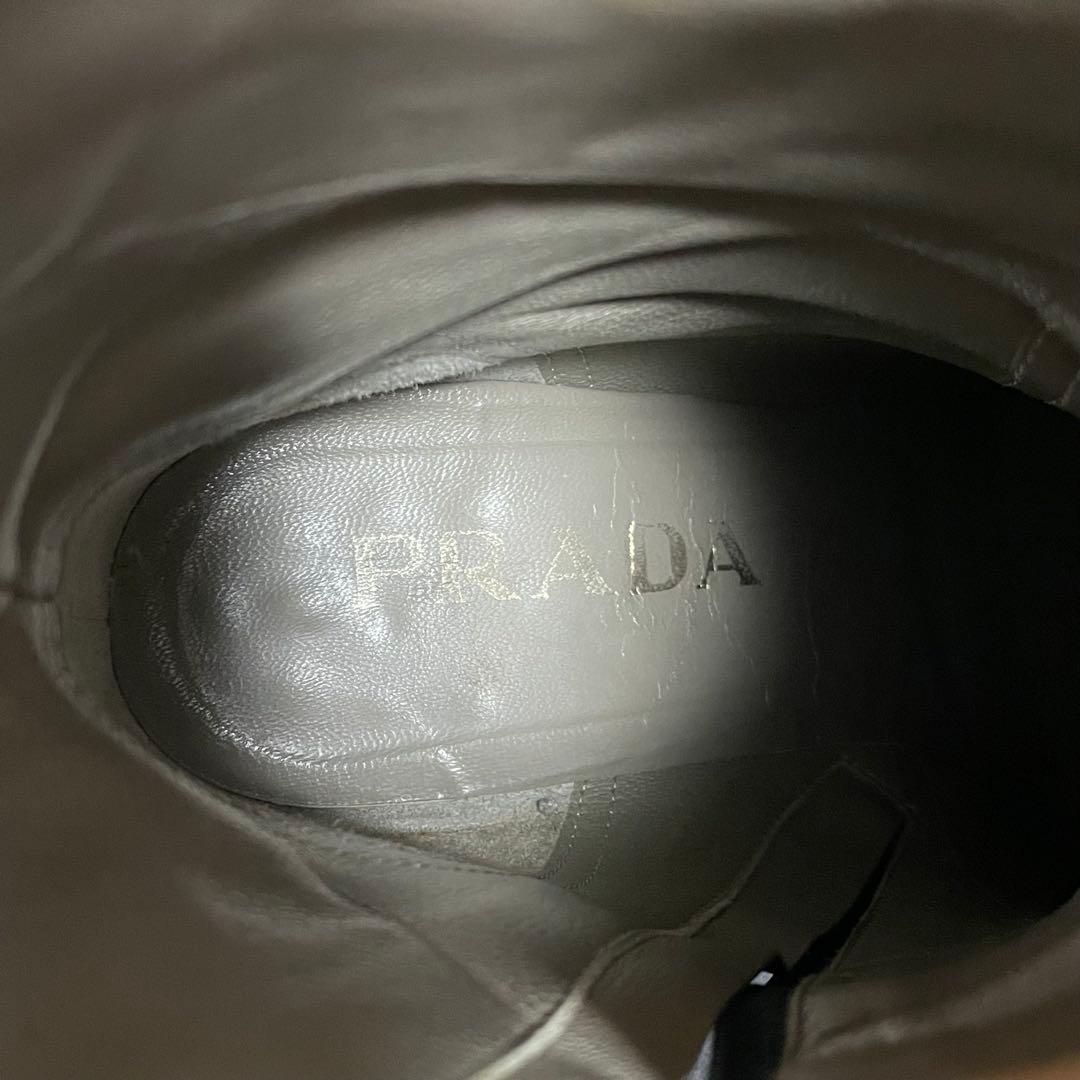 倖*愛様 【美品】PRADAプラダ レザー ショート ブーツ 約23cm ビブラ