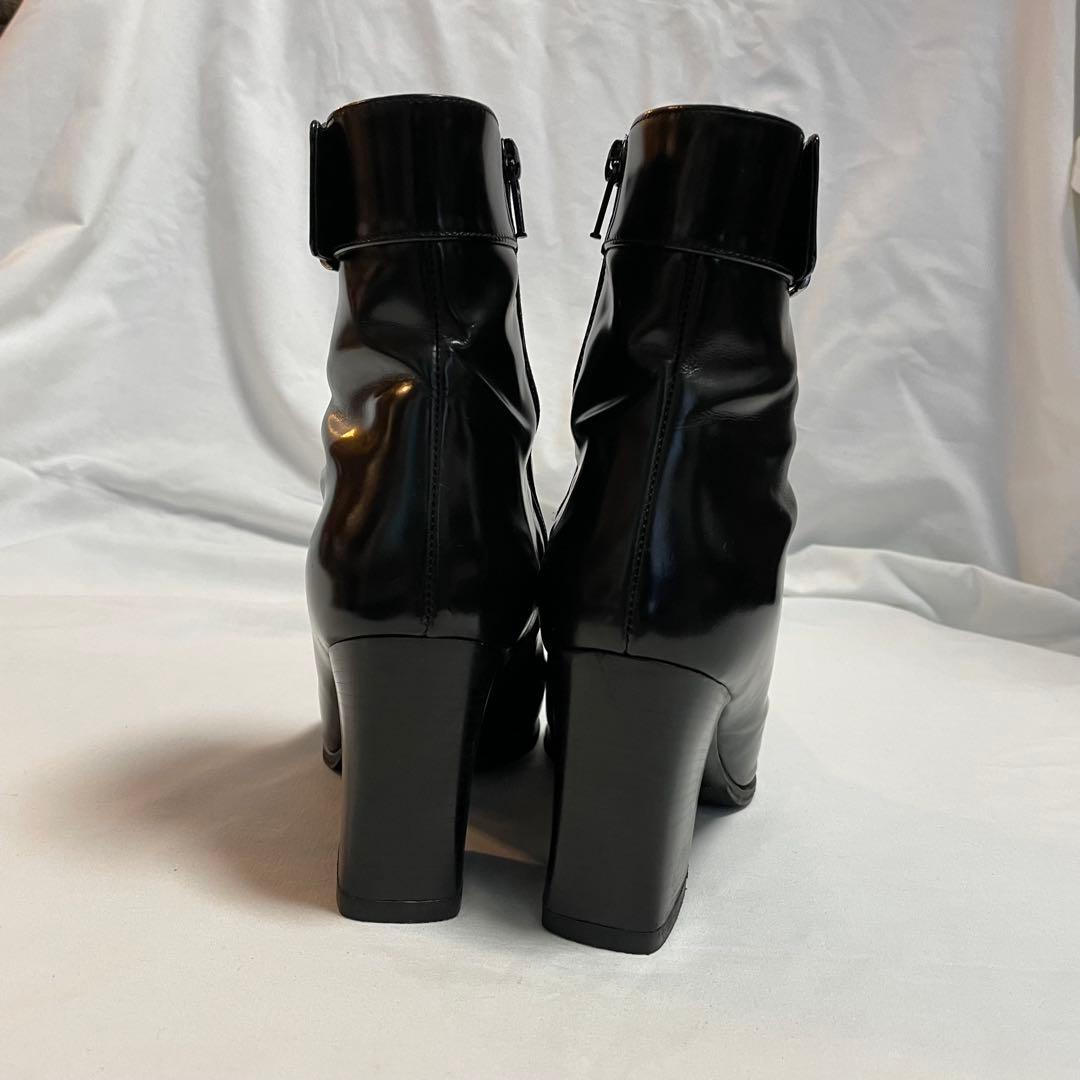 倖*愛様 【美品】PRADAプラダ レザー ショート ブーツ 約23cm ビブラ