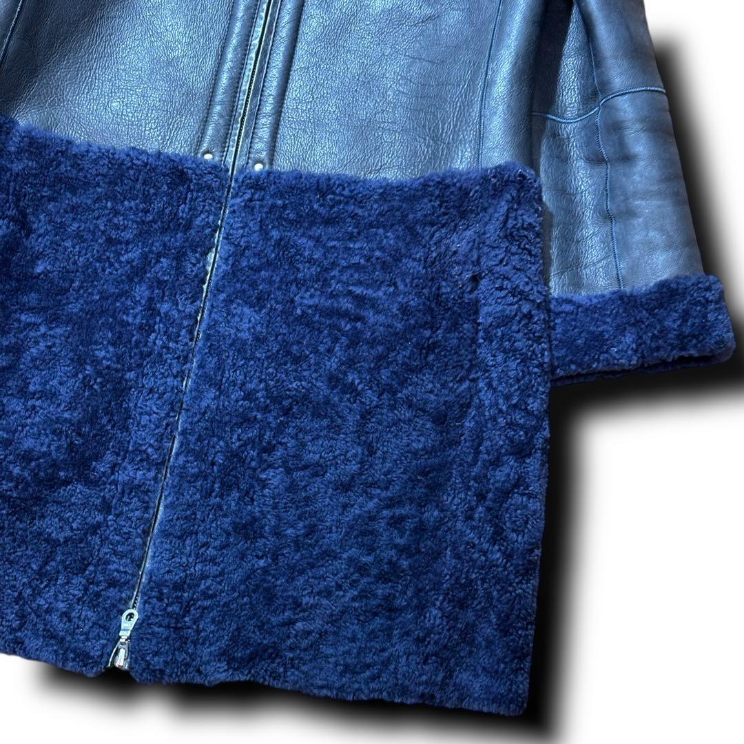 バルマン BALMAIN ダブルフェイス ノーカラー 羊革 ムートン コート M