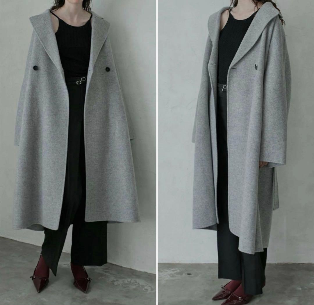美品　LE CIEL BLEU ロングコート 36 グレー　ルシェルブルー