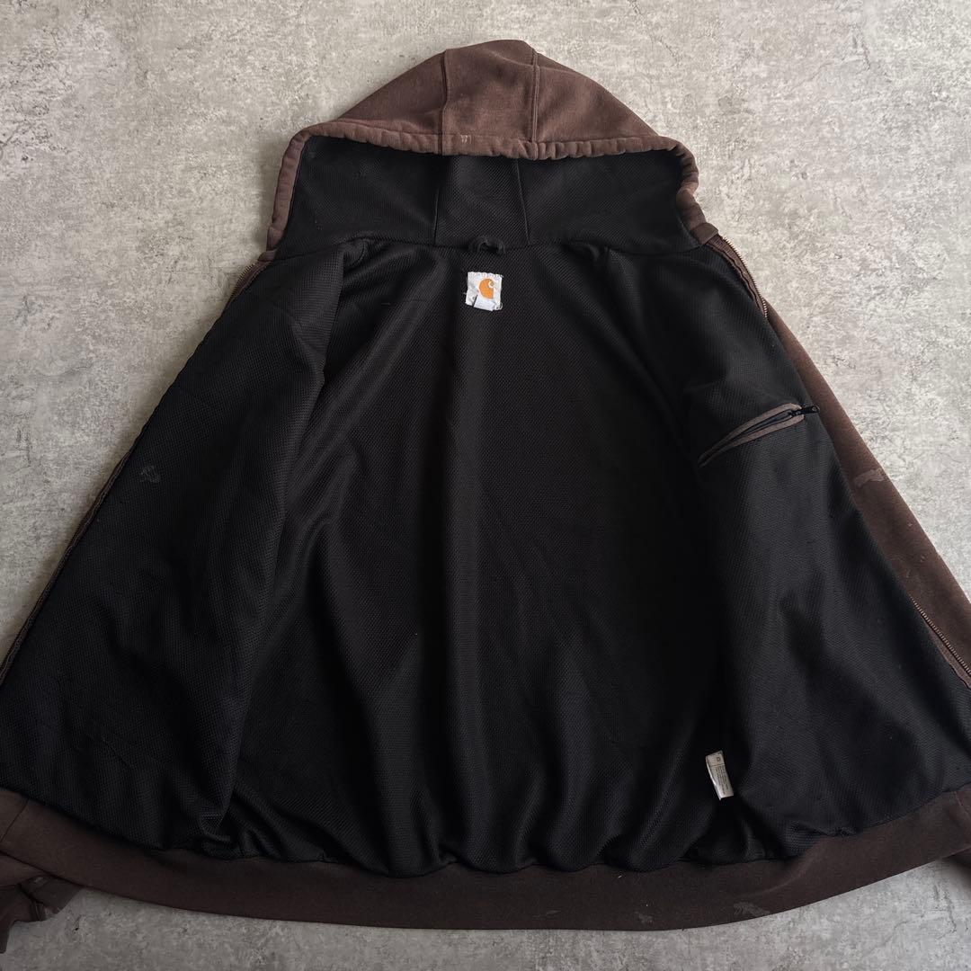 carhartt【M】アクティブジャケット スウェット ジップパーカー ブラウン