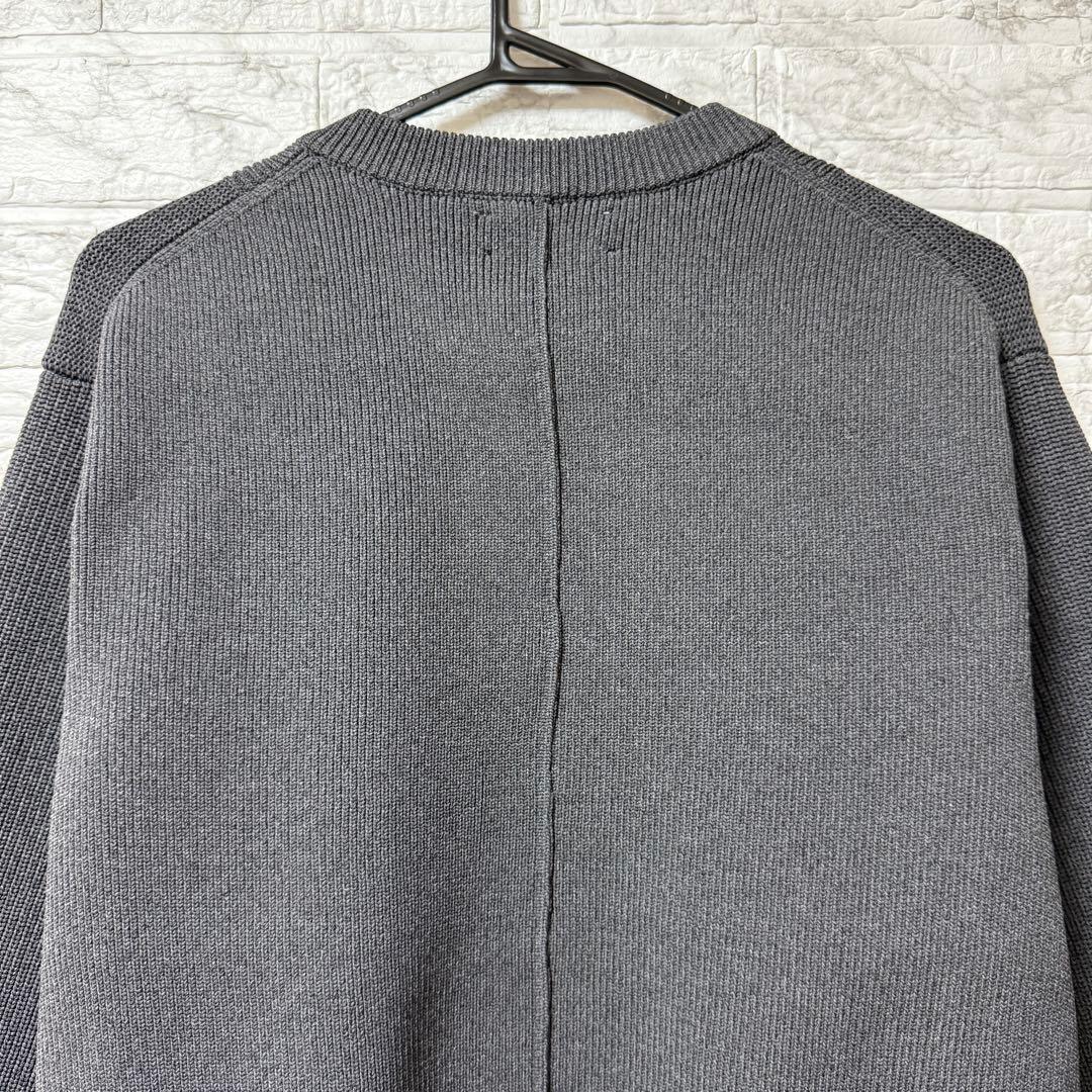 【美品】アダムエロペ　セレクトネックウェーブボタンカーディガン　チャコール