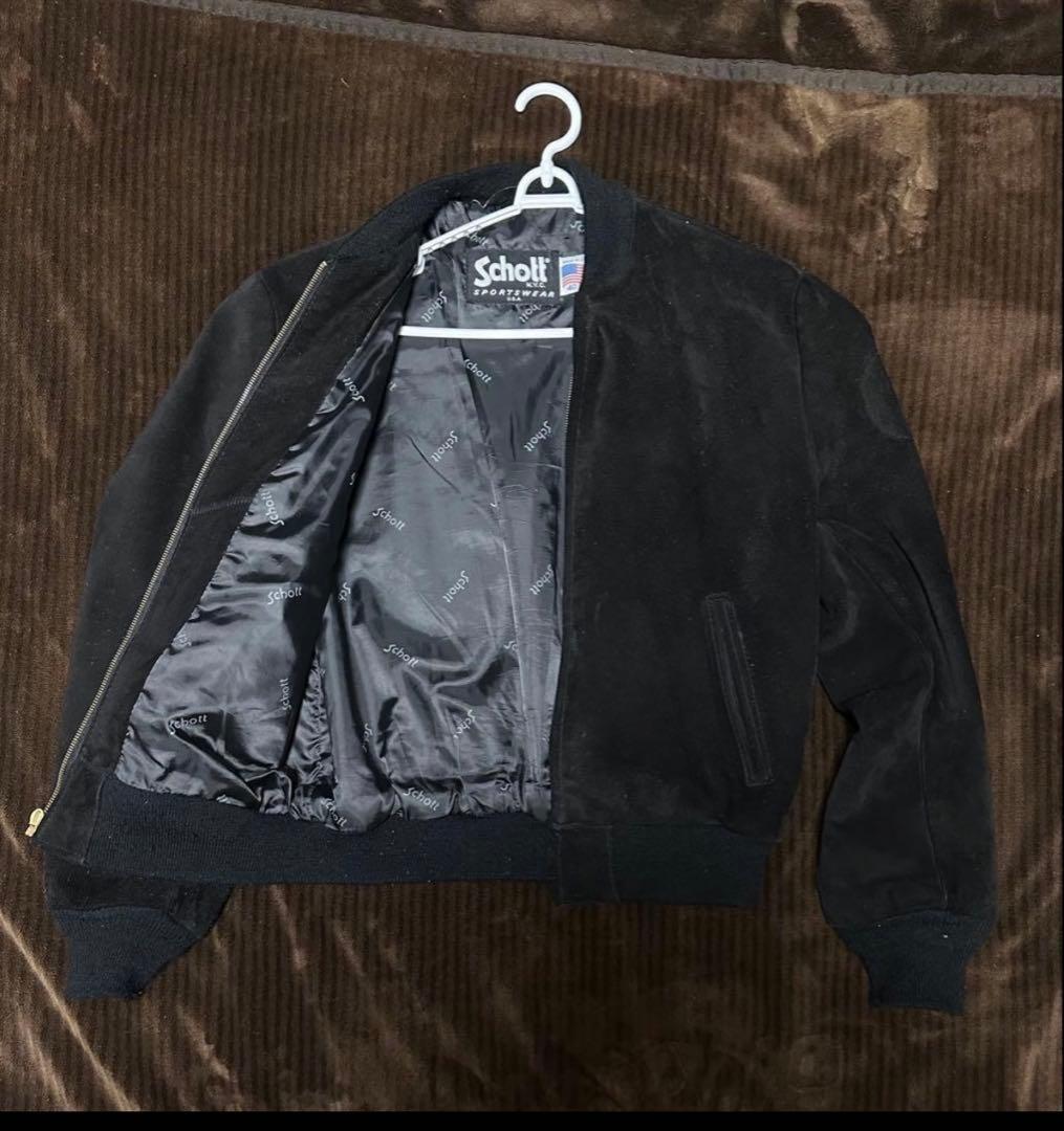 Schott スエード ボンバージャケット 黒　40