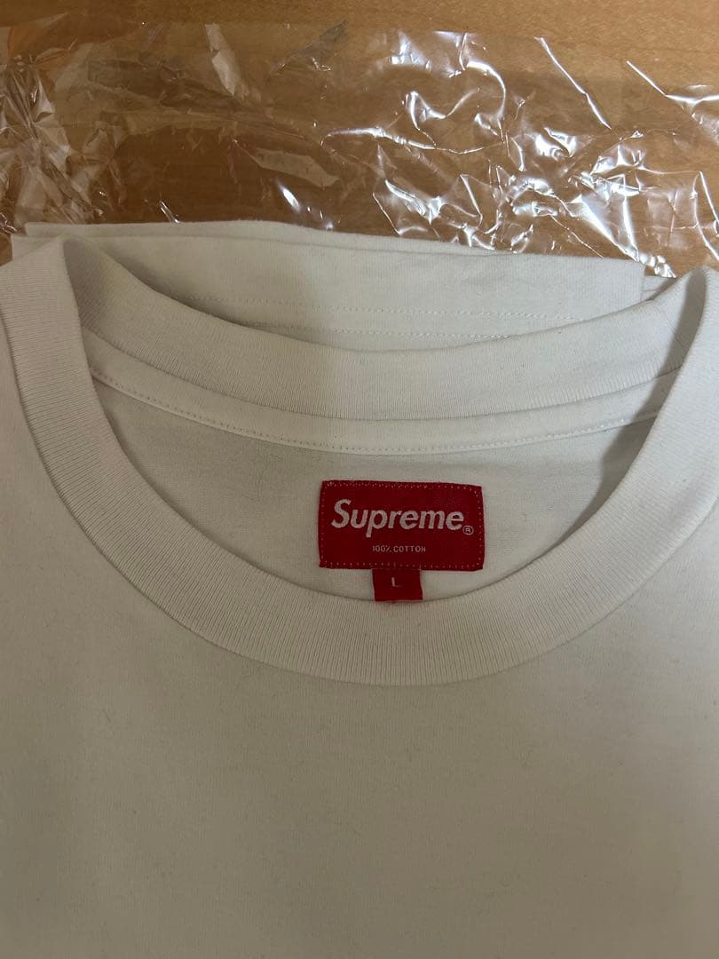 中古Supreme Mesh Stripe Pocket Tee ホワイトL