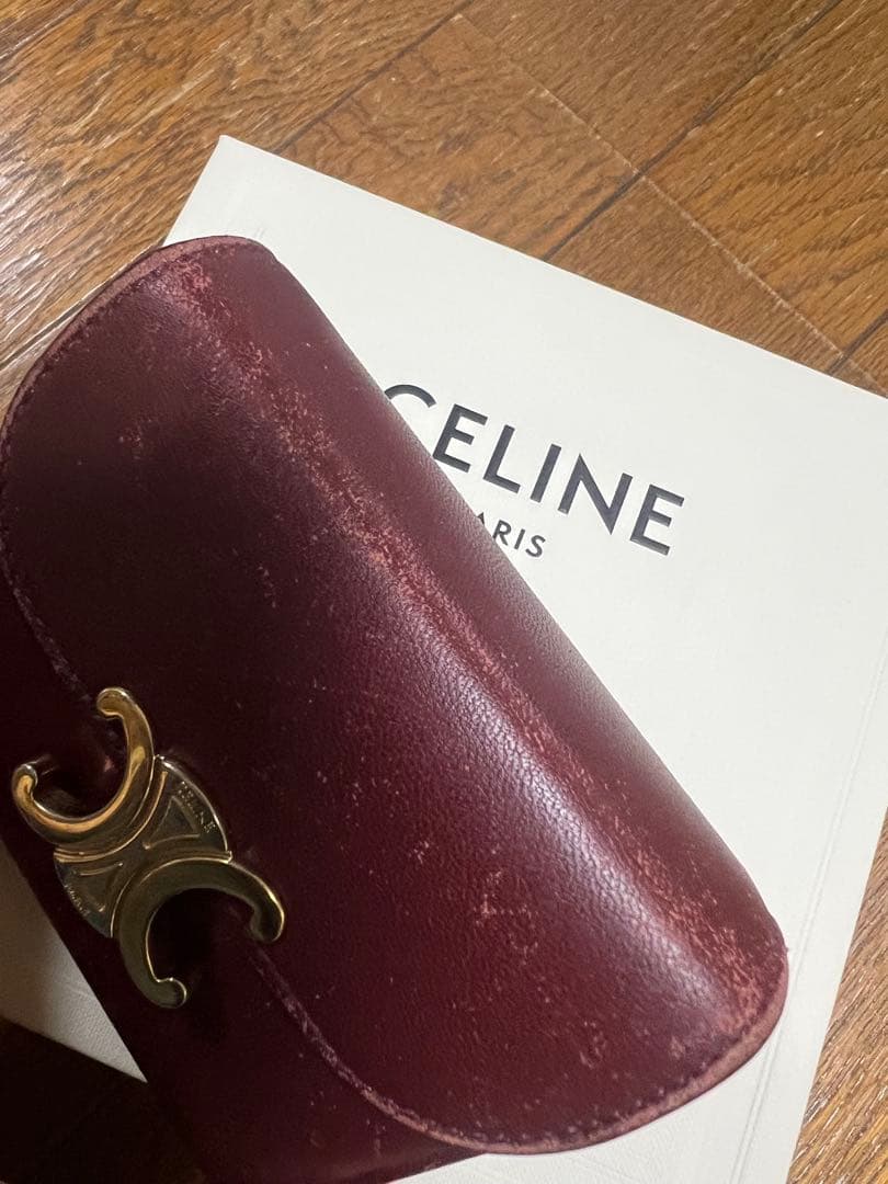 CELINE バーガンディ 三つ折り財布