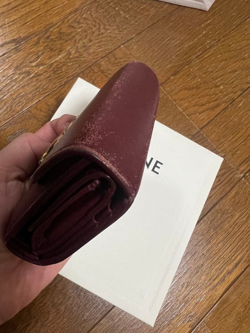 CELINE バーガンディ 三つ折り財布