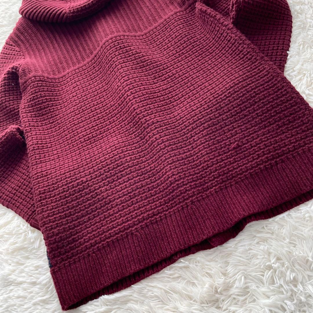 極美品✨アルマーニ　ダッフルコート　ワッフルニット　ワインレッド　XL