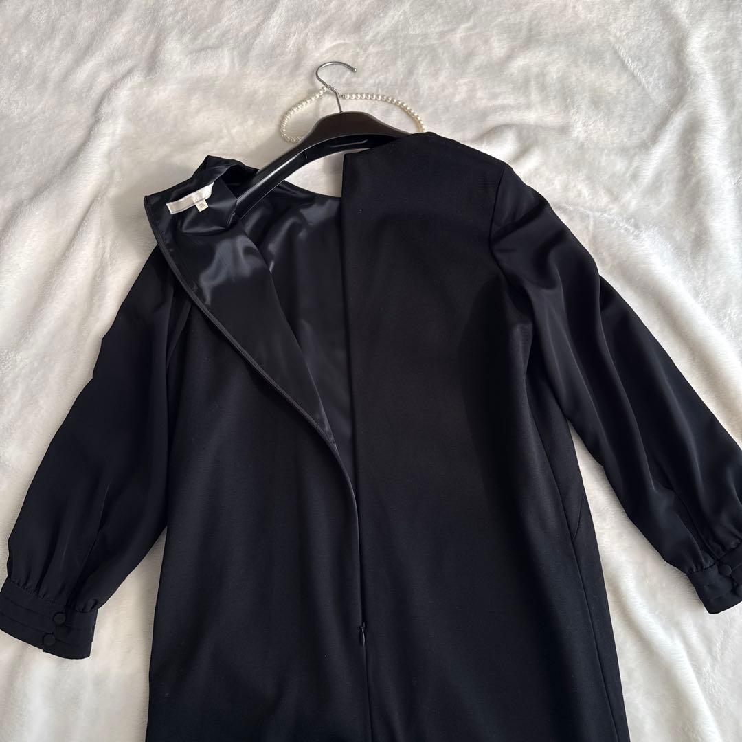 美品 自由区 ブラック ワンピース washableponte シフトワンピース