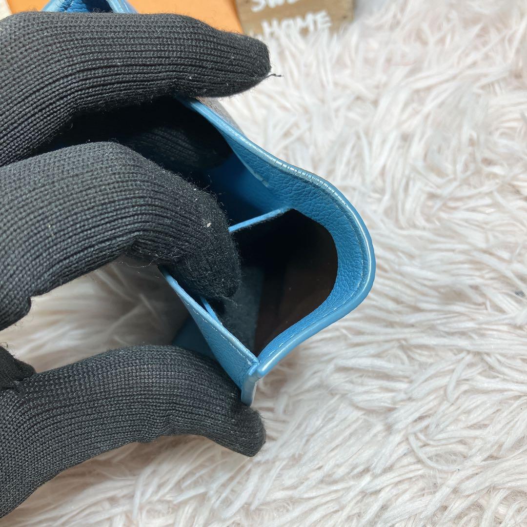 美品に近い ルイヴィトン ロックミニ コンパクト 三つ折り財布 ブルー 水色