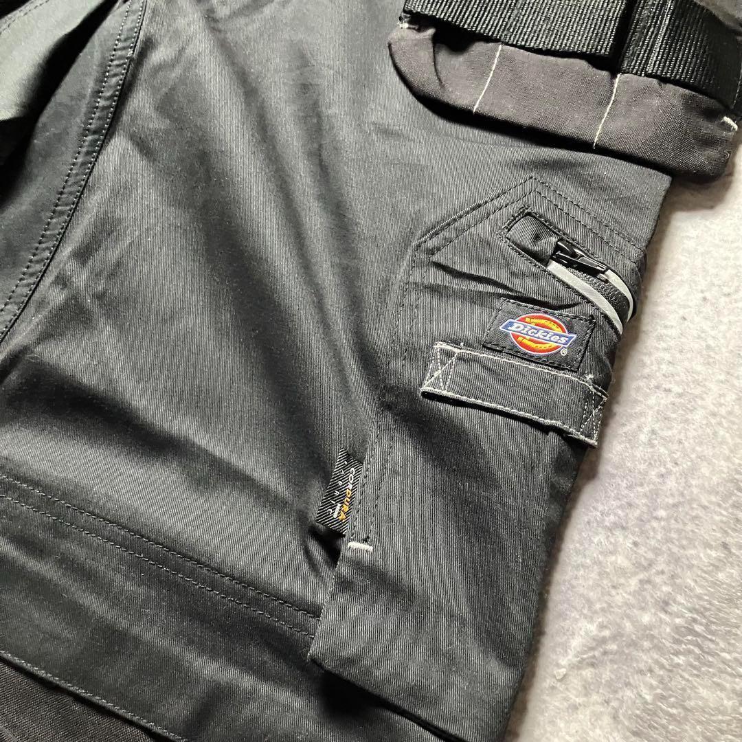 00sナイロンスイングトップ刺繍ロゴ×Dickiesワークパンツ黒FLEX