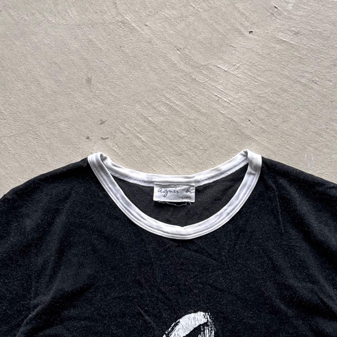 トップス 90s agnes b. black b. logo linger tee