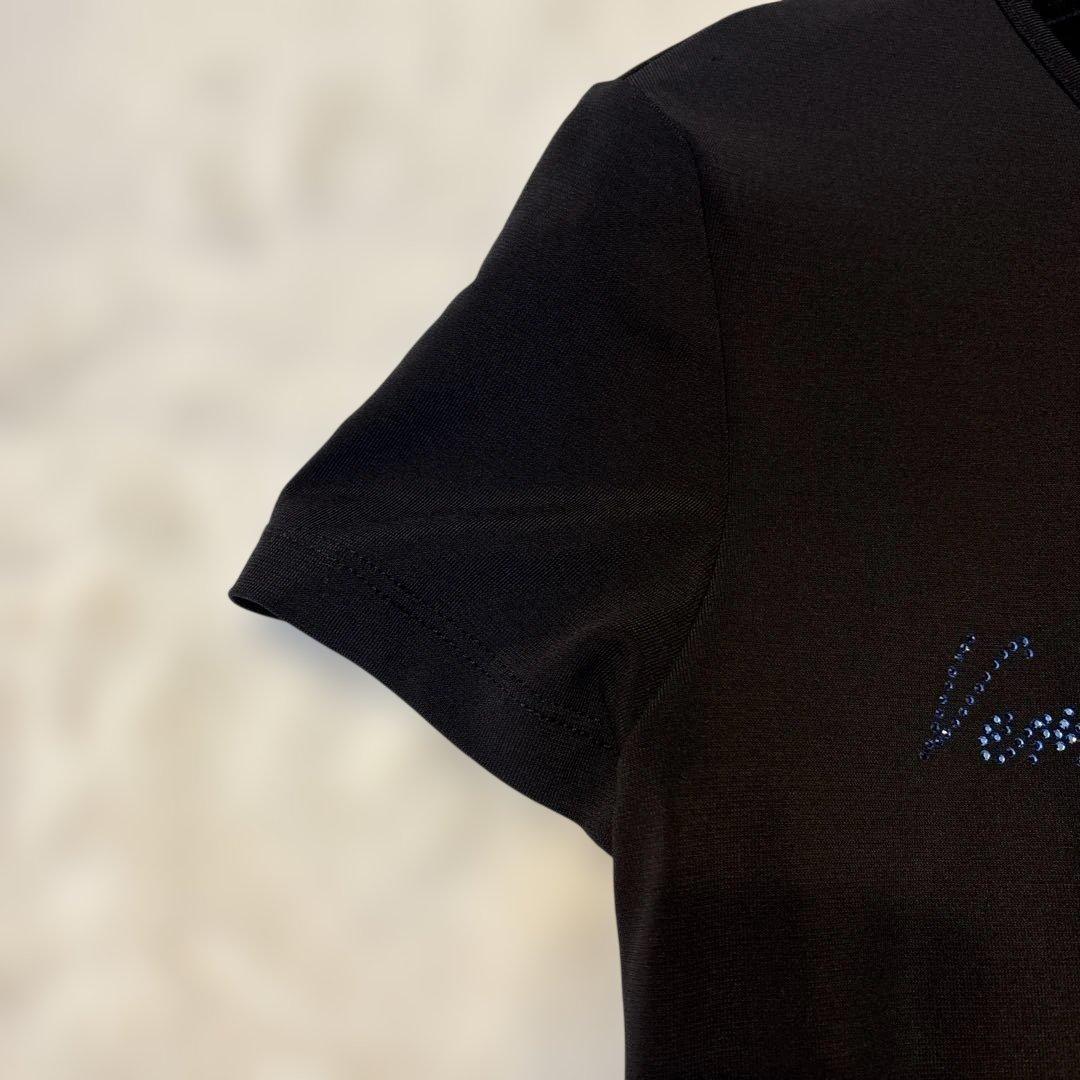 美品 Versace Jeans Couture 黒 半袖Tシャツ M ストーン