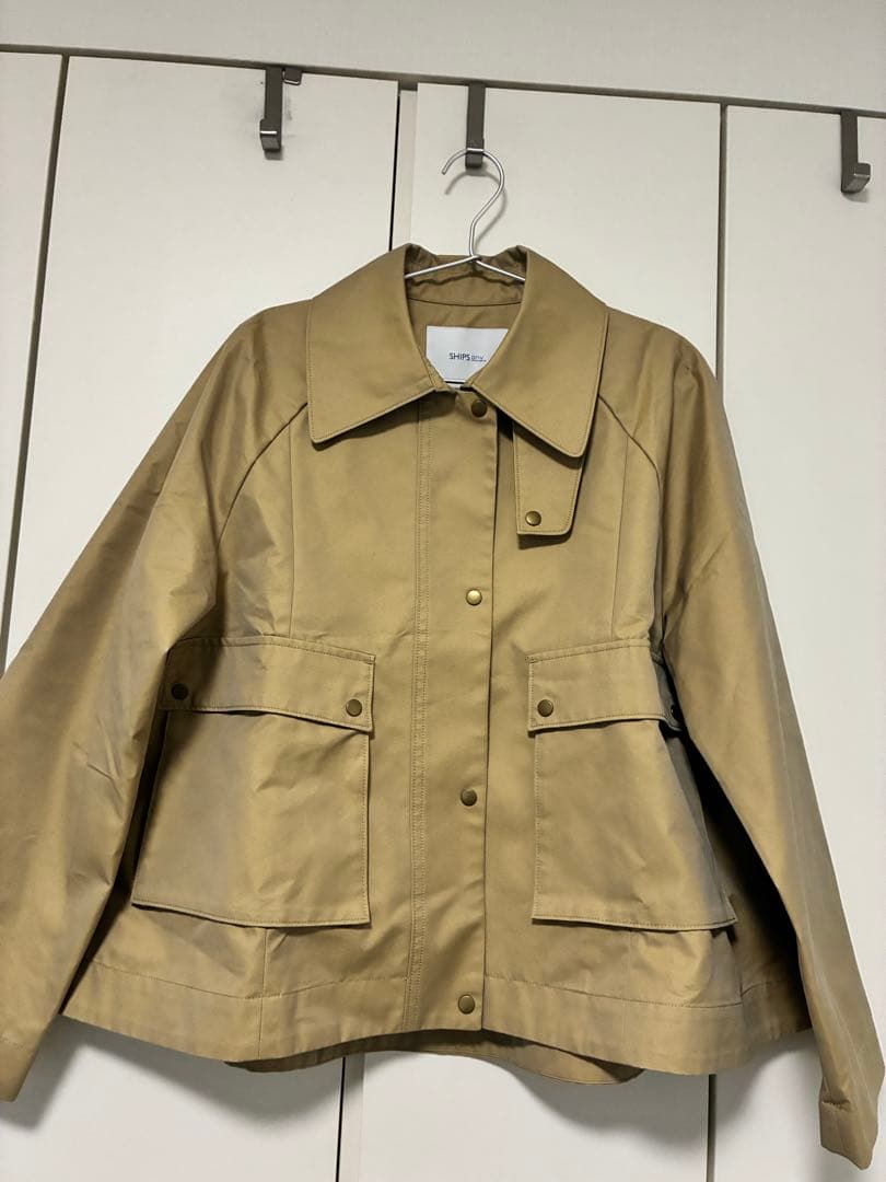 SHIPS any シャンブレー Aライン フレア ショート コート
