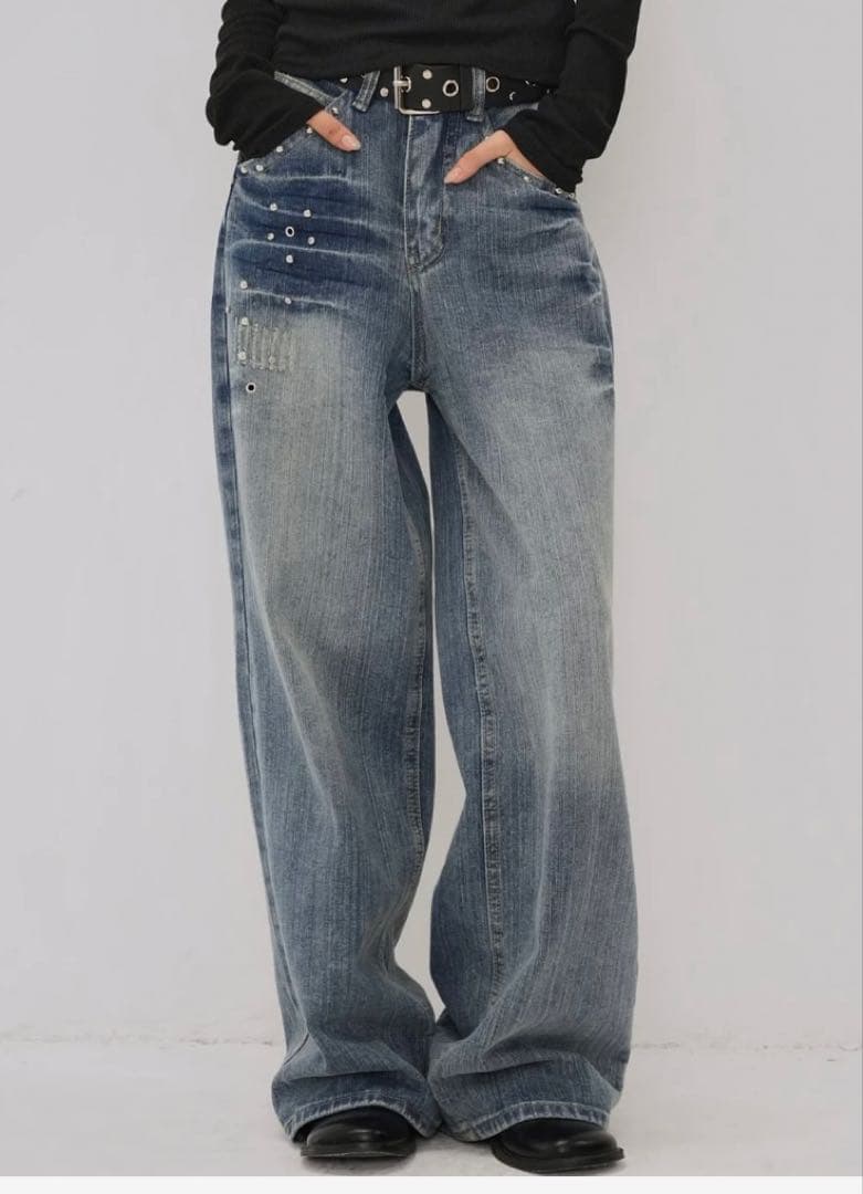 【Enewd nina】eyelet stud wide denim