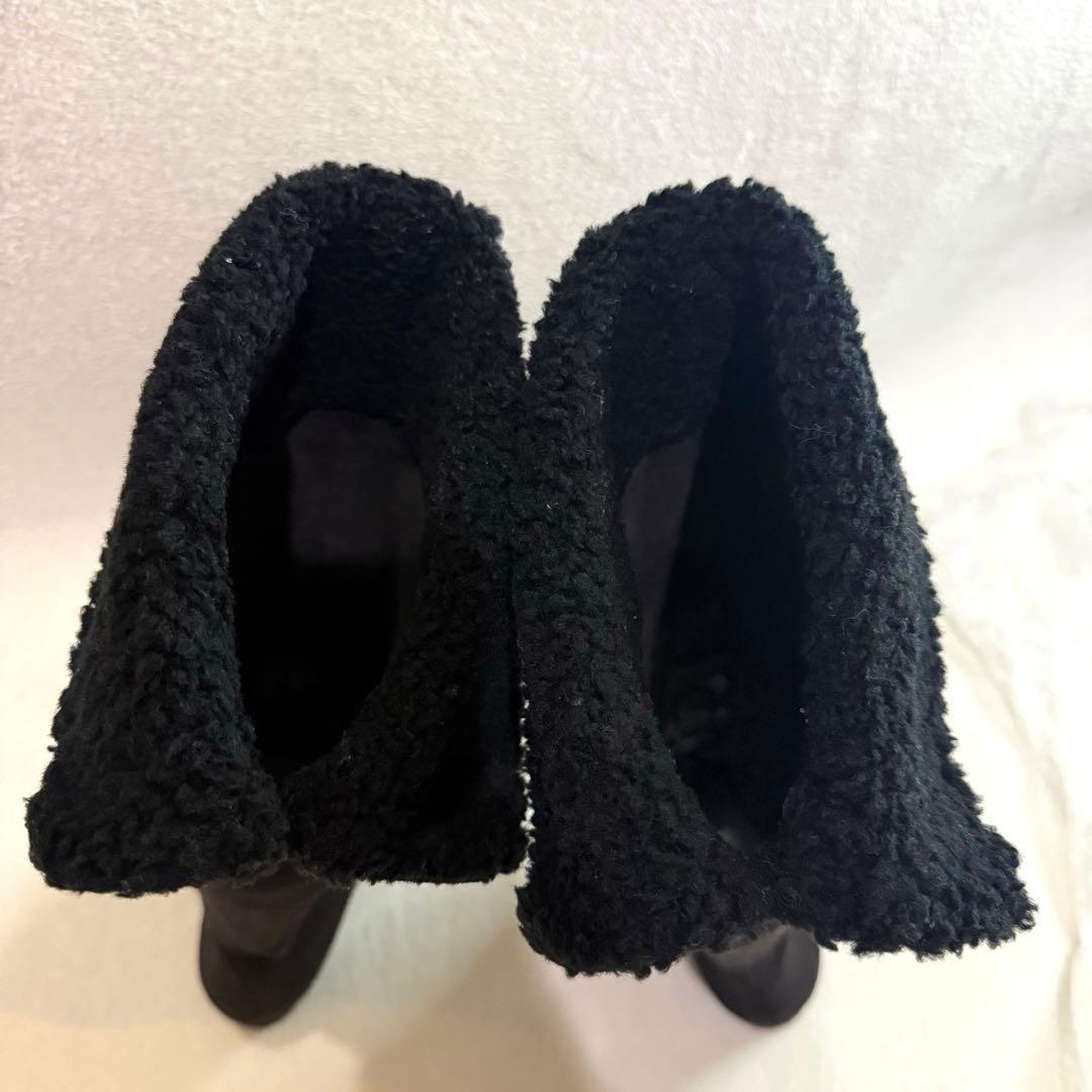 【美品】銀座かねまつ　ゴアテックス　ロングブーツ　24.5 スエード　黒　ボア