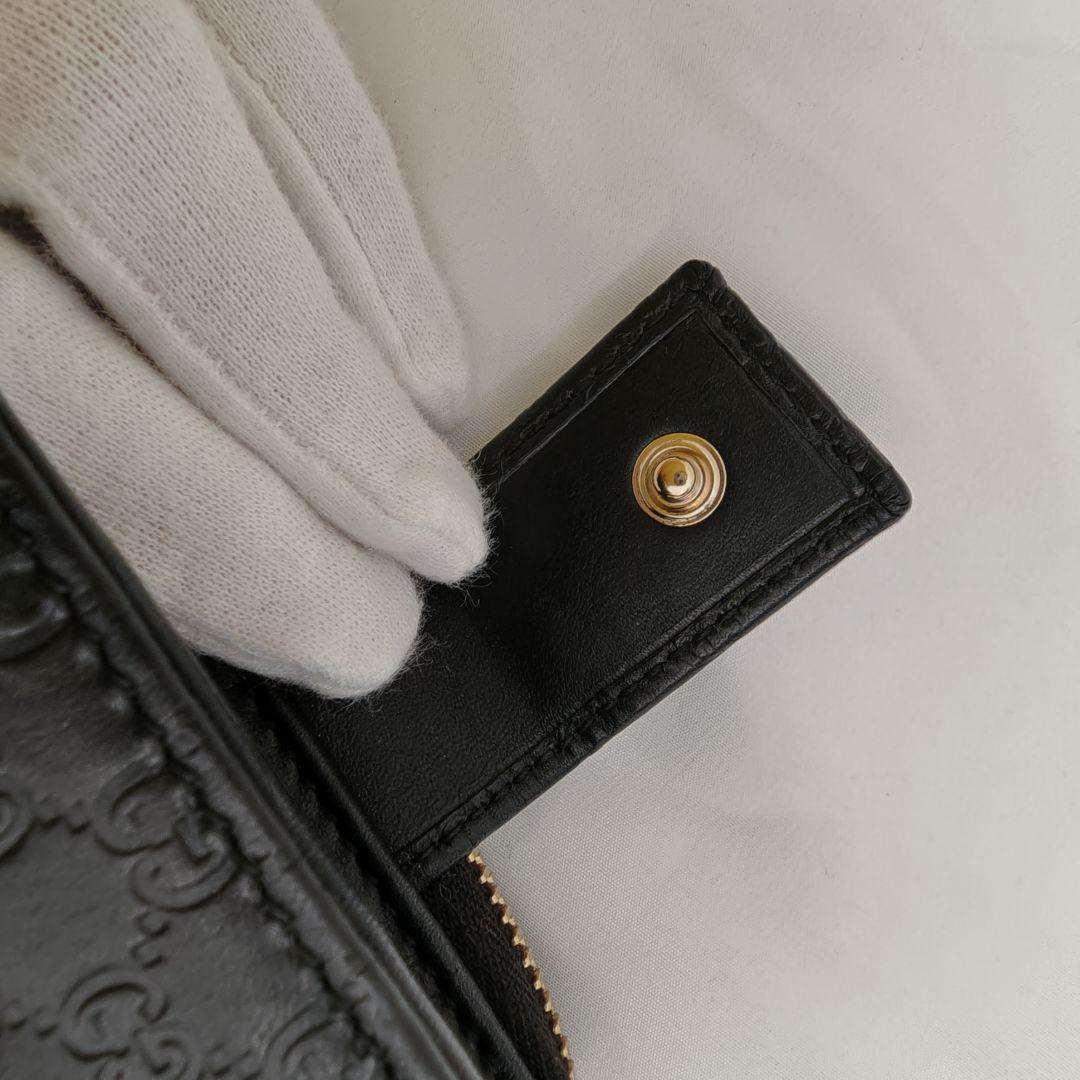 美品 　GUCCI　折財布　ブラック　マイクロシマ　ロゴ　フォック　ファスナー