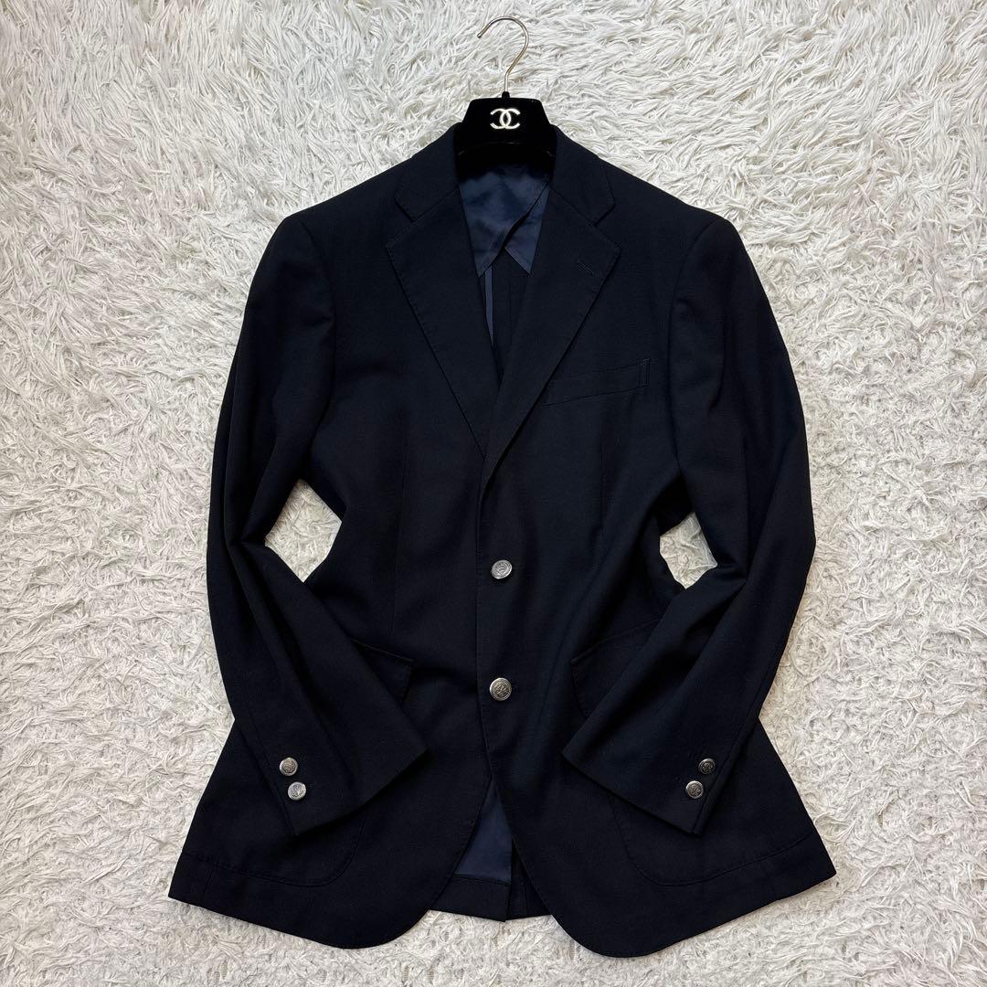 美品☆【ジェイプレス】PRESSCLUSIVE 紺ブレ　銀ボタン　鹿の子　A6