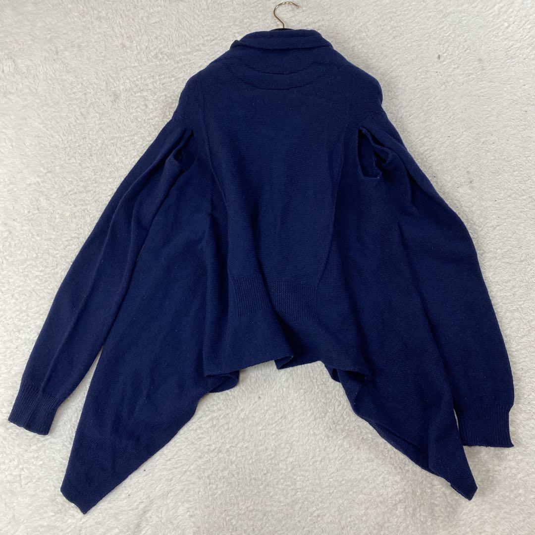 美品・COMME des GARCONS 変形カーディガン　毛100％　紺　S