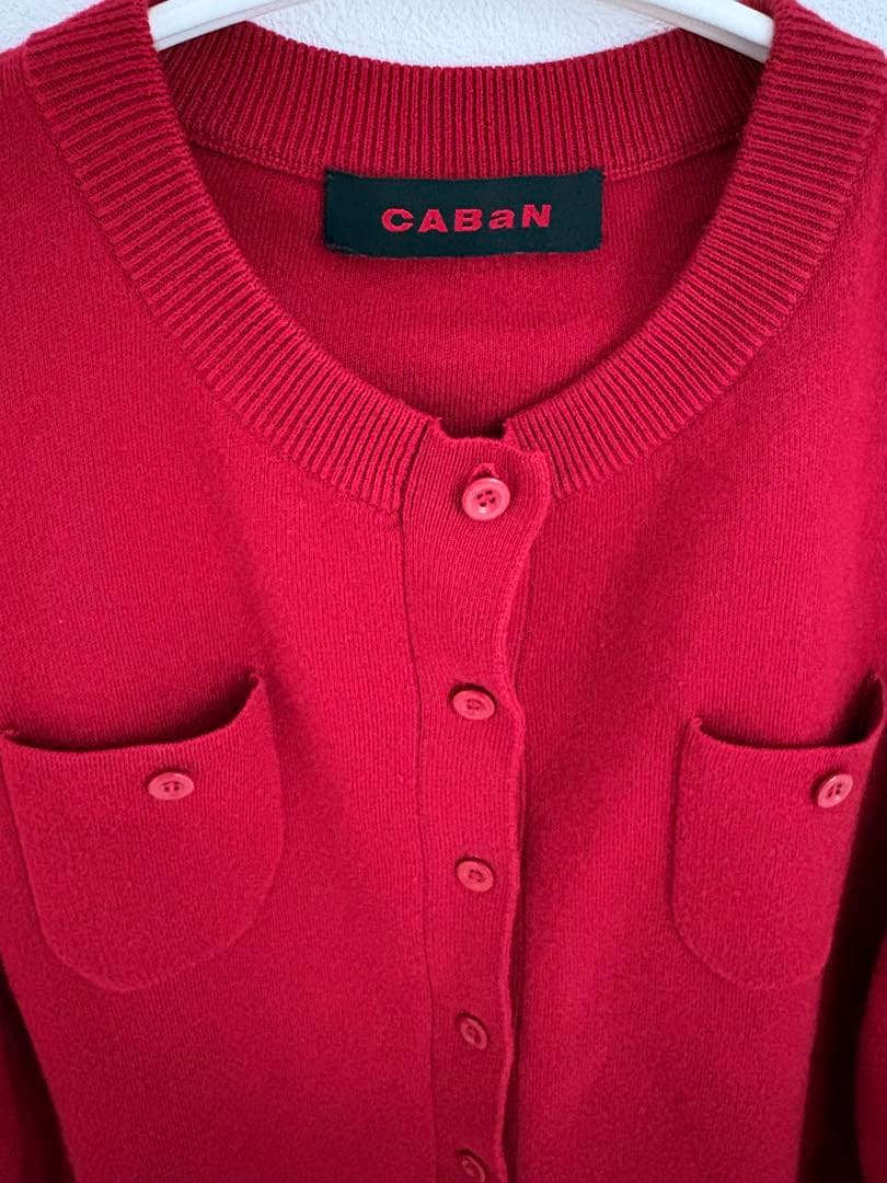 CABaNコットンカシミヤ クルーネックカーディガン カーディガン レッド